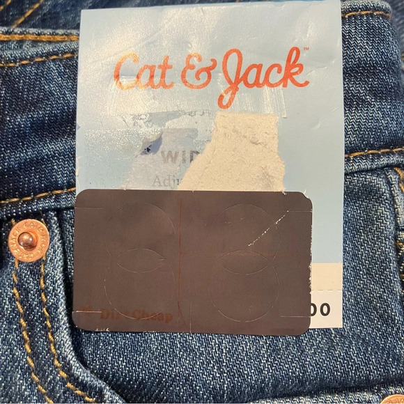 🐱 NWT Cat & Jack Girls’ Adjustable Waist Wide Leg Denim Blue Jeans with Raw Edge - Picture 4 of 5